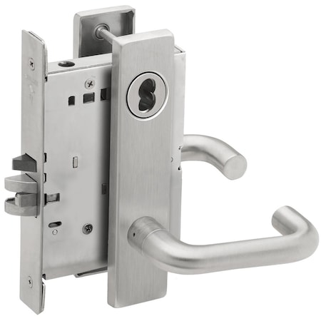 Schlage Grade 1 Storeroom Mortise Lock, SFIC Prep Less Core, 03 Lever, L Escutcheon, Satin Chrome Finish, Fi L9080B 03L 626
